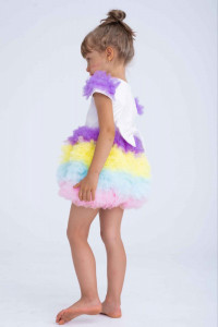 Rochie de ocazie din tul colorat pentru fetite - Img 4