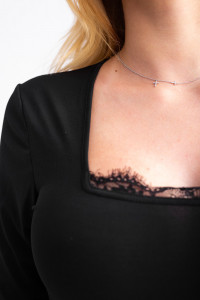 Rochie neagra slim cu dantela - Img 4