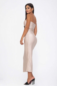 Rochie nude slim fit lunga pentru dama - Img 2