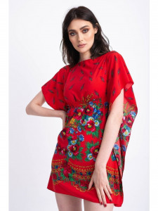 Rochie rosie pentru dama cu model tip folclor - Img 3