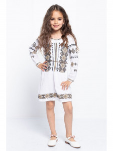 Rochie Traditionala din Bumbac Alb cu Broderie Geometrica - Img 4