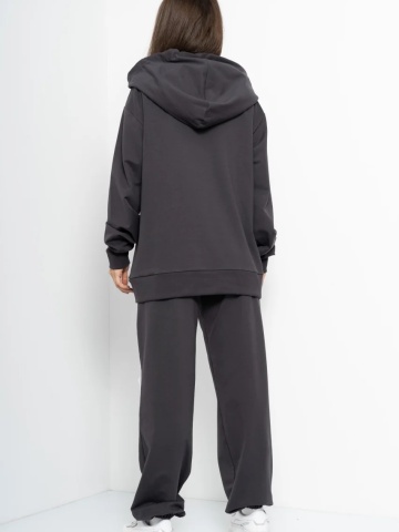 Trening dama COZY CUSTOM Oversize WKND gri cu 3 trandafiri albi-evazat - Img 3