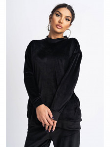 Trening Dama din Catifea fara Gluga si Pantalon Evazat Negru - Img 4