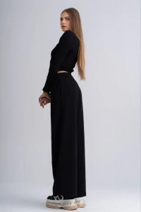 Trening dama negru cu pantaloni evazati si bluza 3885 - Img 4