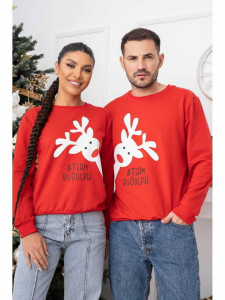 Bluza Dama Rosu cu Maneca Lunga bumbac model Rudolf - Img 3