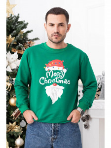 Bluza de Craciun Barbat Verde cu Maneca Lunga bumbac model Merry Christmas - Img 1