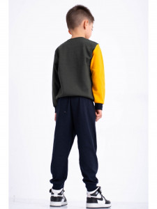 Compleu din bumbac kaki cu galben cu imprimeu Core World - Img 3