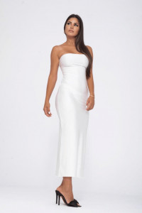 Rochie alba slim fit lunga pentru dama - Img 1