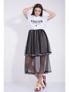 Rochie dama alba cu voal negru - Img 2