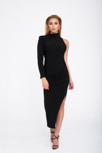 Rochie eleganta neagra cu crapatura laterala pentru dama - Img 5