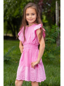 Rochie fetite roze cu model la baza rochiei - Img 1