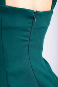 Rochie verde smarald simpla cu bretele si decupaje - Img 3