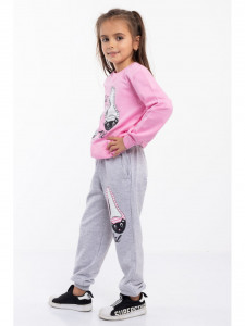 Trening pentru Fetite din Bumbac Roz Deschis Cute Girl - Img 2