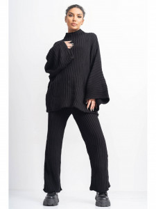 Compleu Dama 2 Piese din Tricot Negru model Larg - Img 1