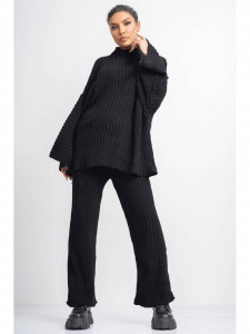 Compleu Dama 2 Piese din Tricot Negru model Larg - Img 2