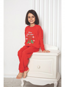 Pijama Craciun copii model Warm Winter rosu - Img 5