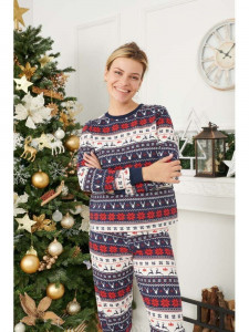 Pijama de Craciun dama model Jingle Navy - Img 2