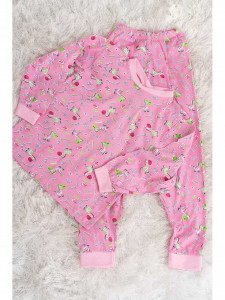 Pijama din bumbac roz cu zebra - Img 1