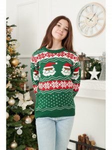 Pulover de Craciun Copil Maneca Lunga Verde Model Mosul Cool - Img 3