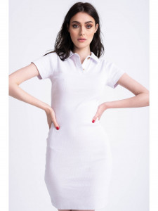 Rochie alba cu guler tip tricou - Img 5