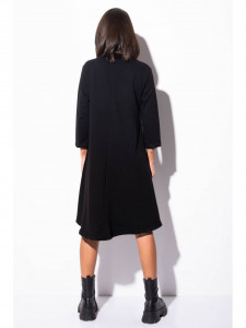 Rochie dama din bumbac negru asimetrica - Img 4