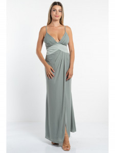 Rochie dama lunga cu bretele subtiri si model in talie - Img 4