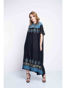 Rochie dama marimi mari bleu lejera cu model aplicat - Img 6