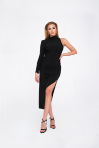 Rochie eleganta neagra cu crapatura laterala pentru dama - Img 2
