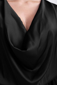 Rochie mini neagra cu drapaje si top vaporos - Img 14