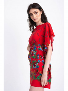 Rochie rosie pentru dama cu model tip folclor - Img 4