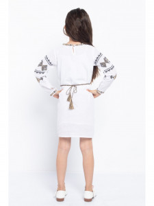 Rochie Traditionala din Bumbac Alb cu Broderie Geometrica - Img 5