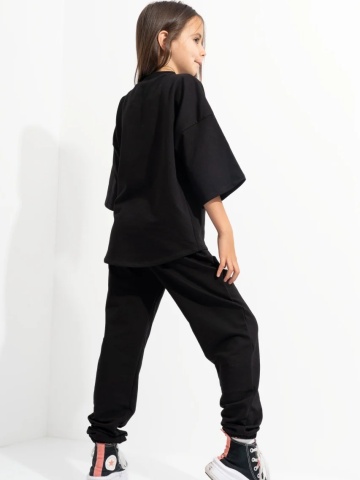 Trening Copii CUSTOM Negru Oversize WKND Flowers basic-evazat - Img 2