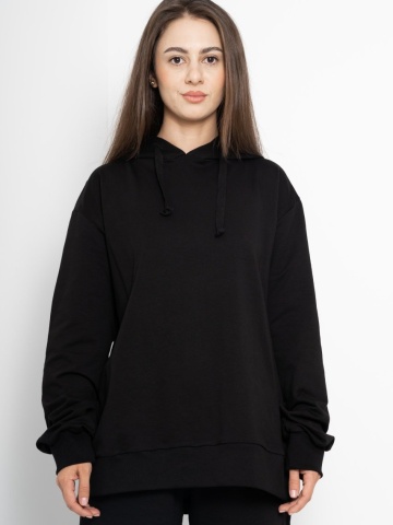 Trening dama COZY CUSTOM Oversize WKND Negru BASIC Evazat - Img 2