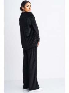 Trening Dama din Catifea fara Gluga si Pantalon Evazat Negru - Img 5