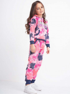 Trening degrade din bumbac model tie dye pentru copii cu mesaj LOVELY - Img 5
