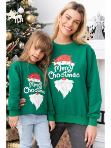 Bluza de Craciun Copii Verde cu Maneca Lunga bumbac model Merry Christmas - Img 4