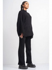 Compleu Dama 2 Piese din Tricot Negru model Larg - Img 3
