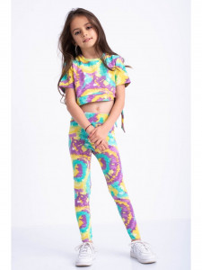 Compleu multicolor pentru fetite cu bluza scurta si colanti - Img 7