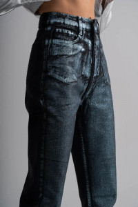 Metallic Blue Black Jeans - Img 1