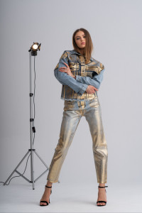 Metallic Blue Denim Jacket - Img 9
