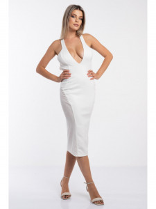 Rochie dama alba cu model abstract - Img 2