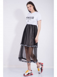 Rochie dama alba cu voal negru - Img 3