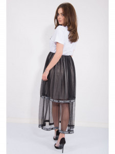 Rochie dama alba cu voal negru - Img 8