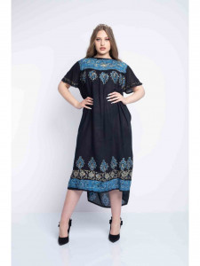Rochie dama marimi mari bleu lejera cu model aplicat - Img 1