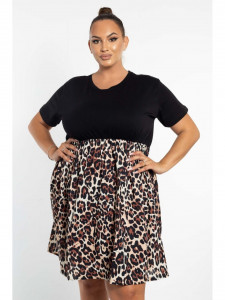 Rochie dama marimi mari model animal print bumbac - Img 1