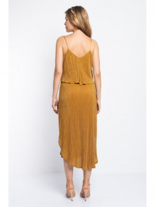 Rochie dama mustar midi cu bretele subtiri - Img 4