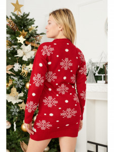 Rochie de Craciun Dama cu Maneca Lunga Mini Rosu model Baby Deer - Img 3