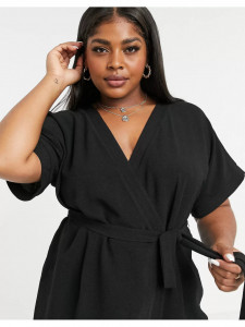 Rochie neagra cu cordon in talie pentru dama marimi mari - Img 3
