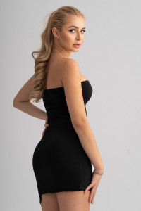 Rochie neagra slim fit scurta pentru dama - Img 2