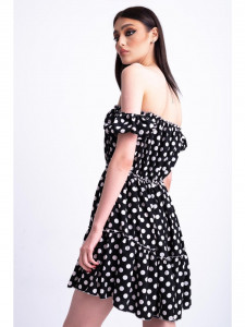 Rochie vaporoasa neagra cu buline albe - Img 2
